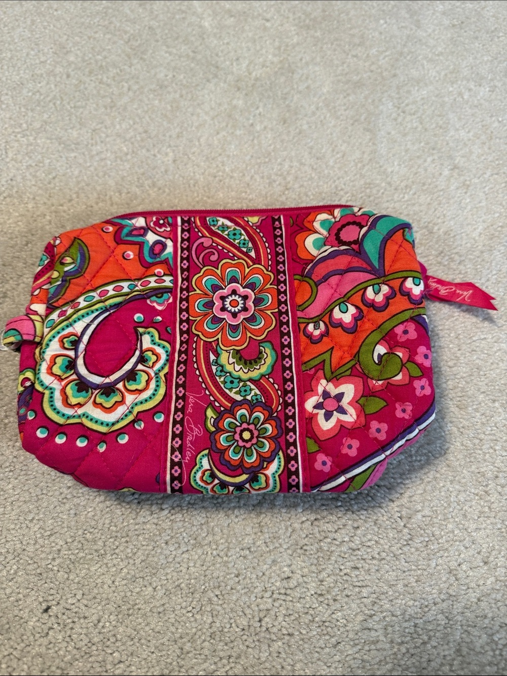 Vera Bradley Hot Pink Paisley Quilted Cosmetic Case
